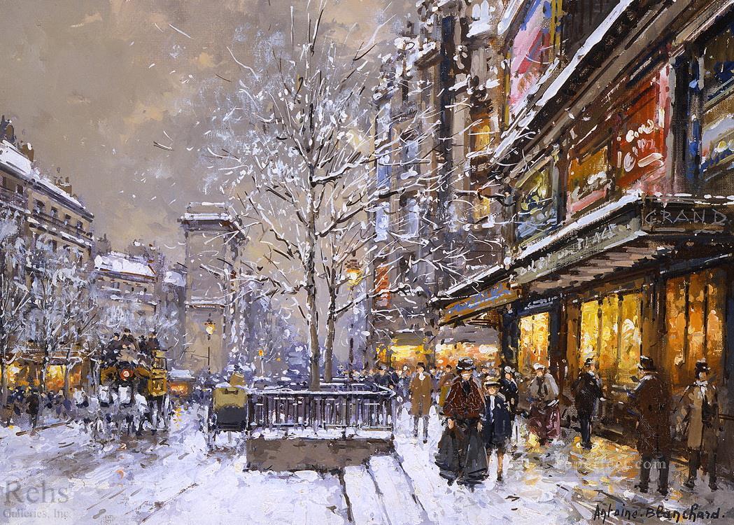 AB grands boulevard et porte st denis sous la neige Parisian Oil Paintings
